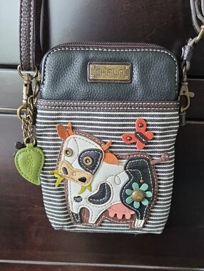 Chala Black Striped Cow Cell Phone Crossbody Purse Wallet Bag
